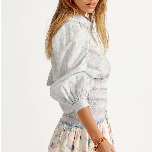 NWOT LOVESHACKFANCY SMOCKED ANGUILLA SKIRT - Picture 5 of 9